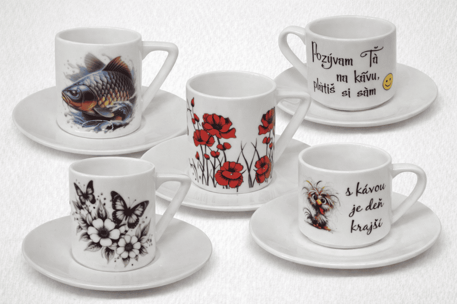 kolekcia šálok s tanierikom